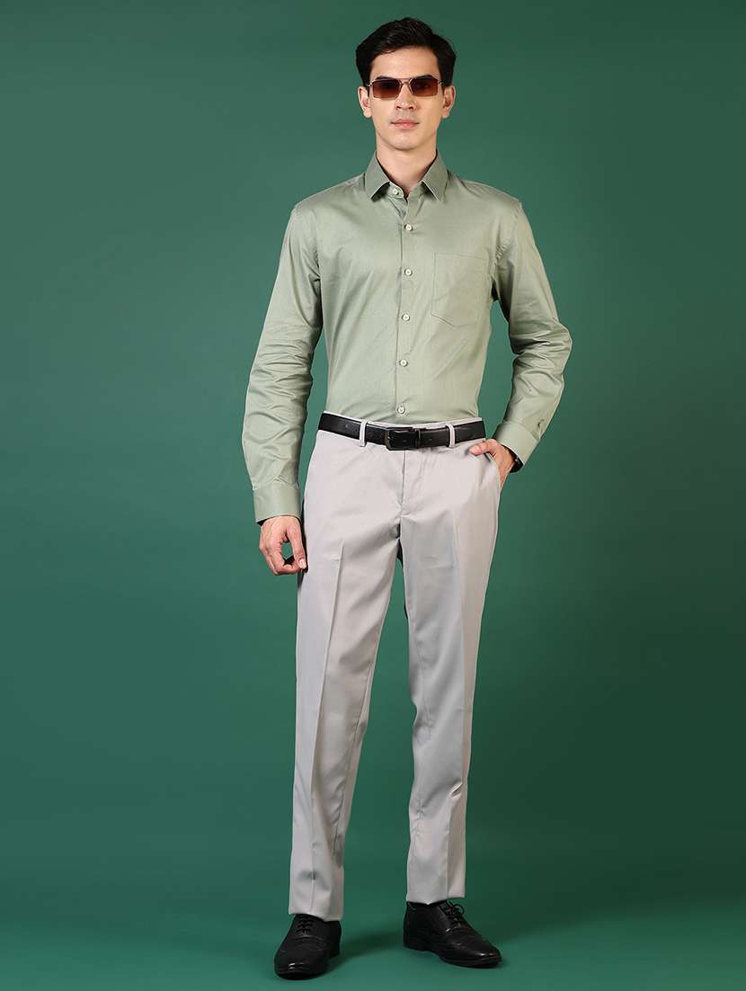 men solid mid rise flat front formal trouser - 22163962 -  Standard Image - 4