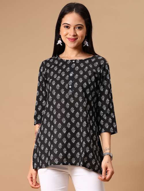 women printed three quarter sleeve straight kurti - 22164056 -  Standard Image - 0