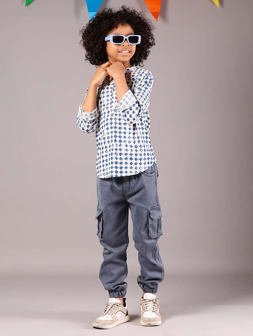 boys printed mandarin neck long sleeves shirt - 22164092 -  Standard Image - 4