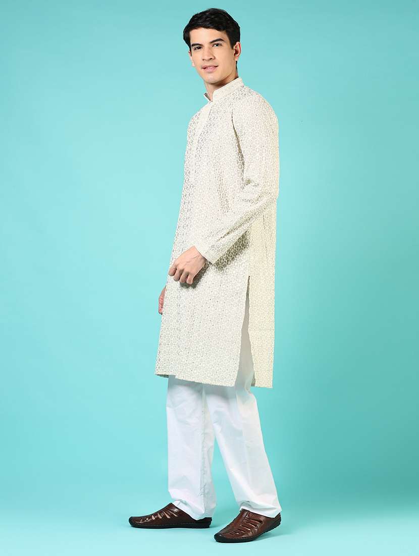 men embroidered long sleeve kurta and pyjama set - 22164153 -  Standard Image - 1