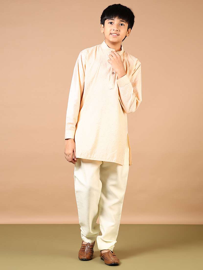 boys embroidered long sleeve kurta and pyjama set - 22164223 -  Standard Image - 1