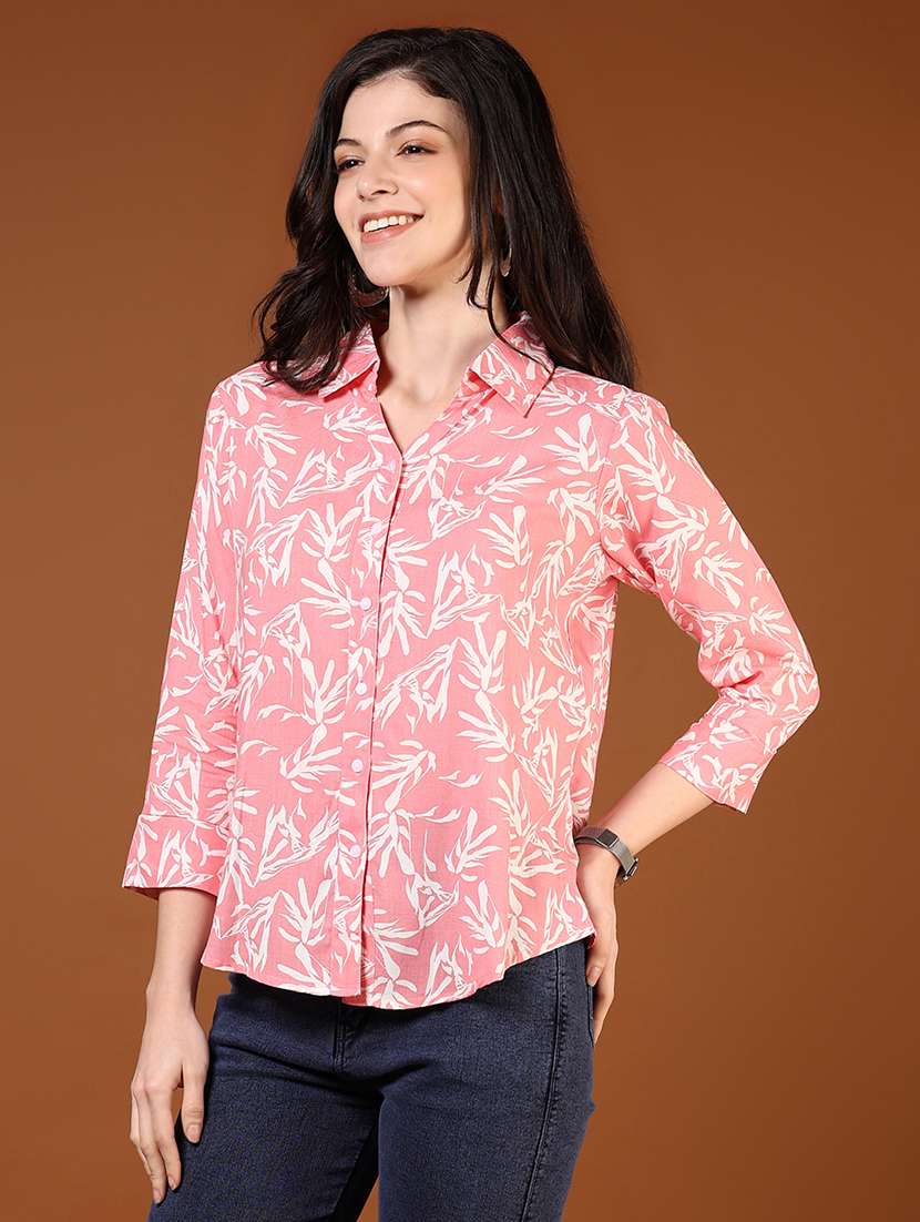 women printed three quarter sleeve regular fit shirt - 22164282 -  Standard Image - 1