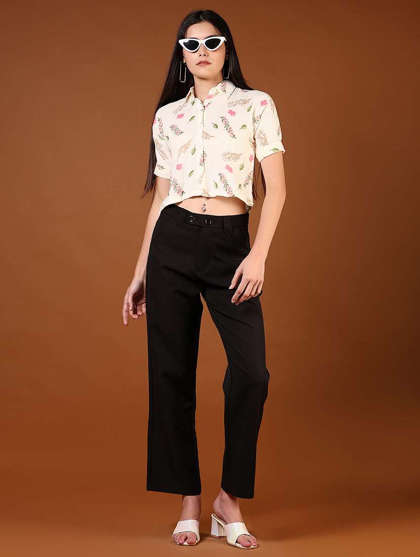 women printed short sleeve crop shirt - 22164283 -  Standard Image - 4