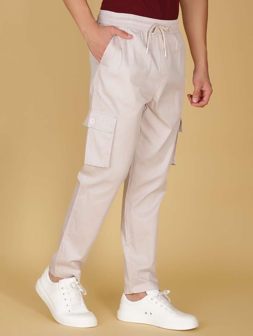 men solid mid rise cargo - 22164318 -  Standard Image - 1