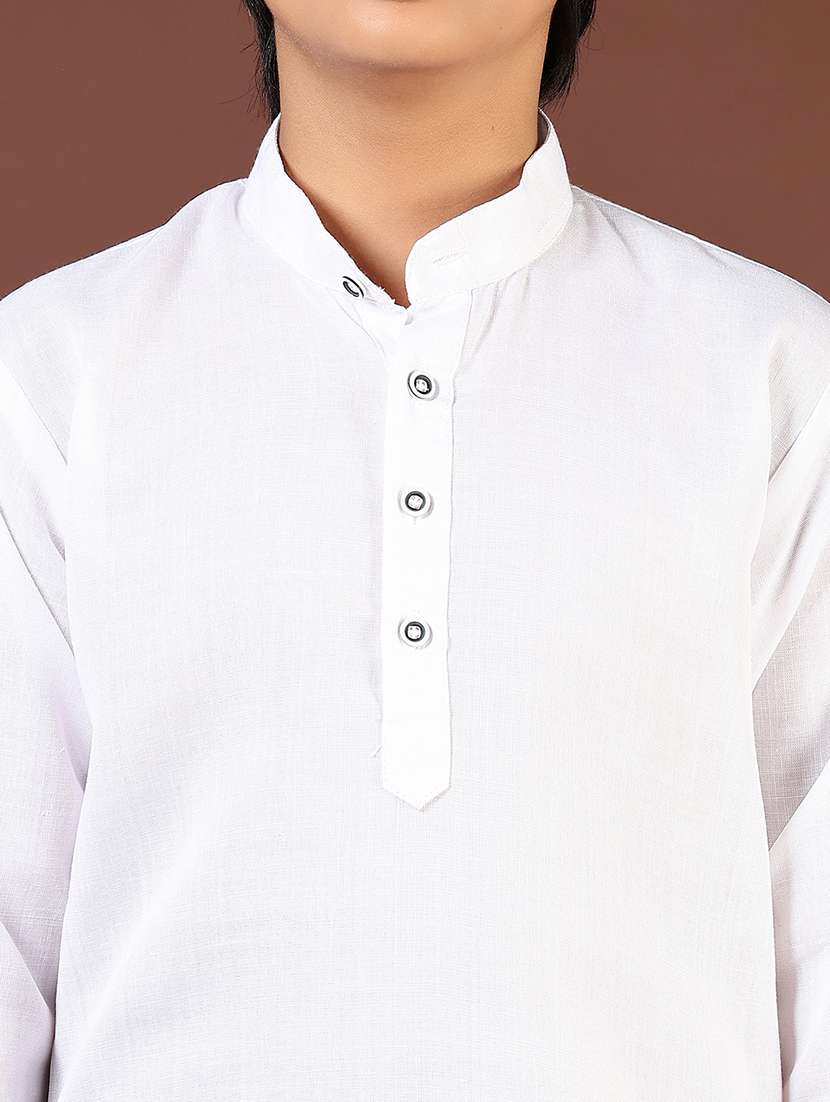 boys solid long sleeve kurta and pyjama set - 22164356 -  Standard Image - 4