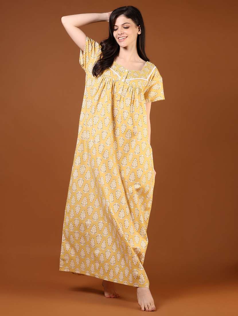 women printed short sleeve nighty - 22164461 -  Standard Image - 1