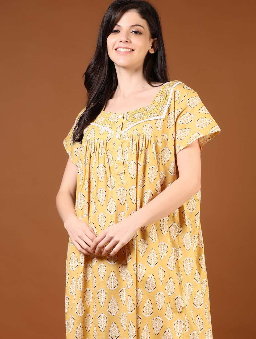 women printed short sleeve nighty - 22164461 -  Standard Image - 4
