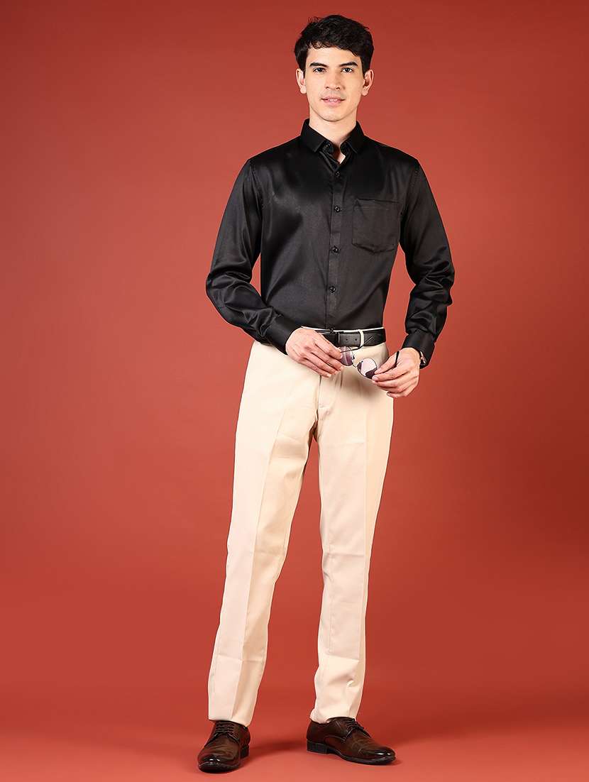 men solid mid rise flat front formal trouser - 22164527 -  Standard Image - 4