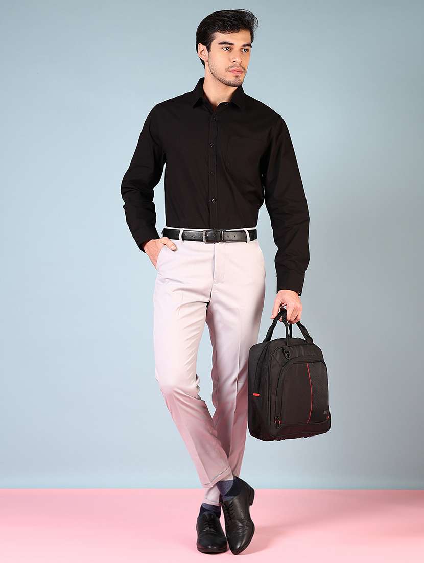 men solid mid rise flat front formal trouser - 22164528 -  Standard Image - 4