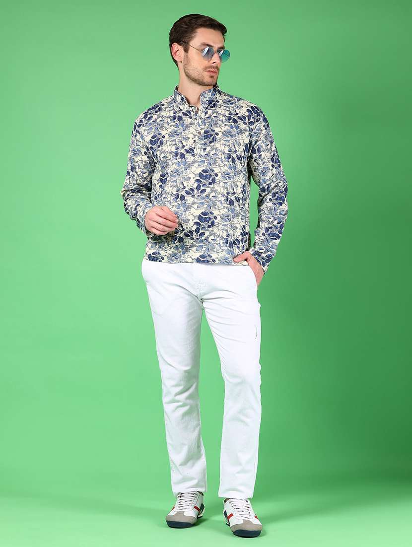 men printed mandarin neck short kurta - 22164543 -  Standard Image - 4