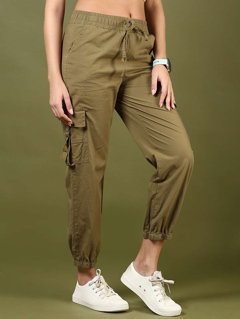 women solid mid rise regular fit jogger - 22164605 -  Standard Image - 1