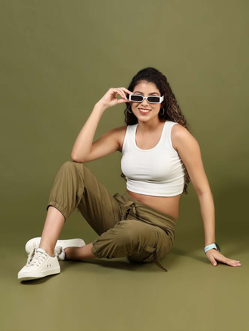 women solid mid rise regular fit jogger - 22164605 -  Standard Image - 4