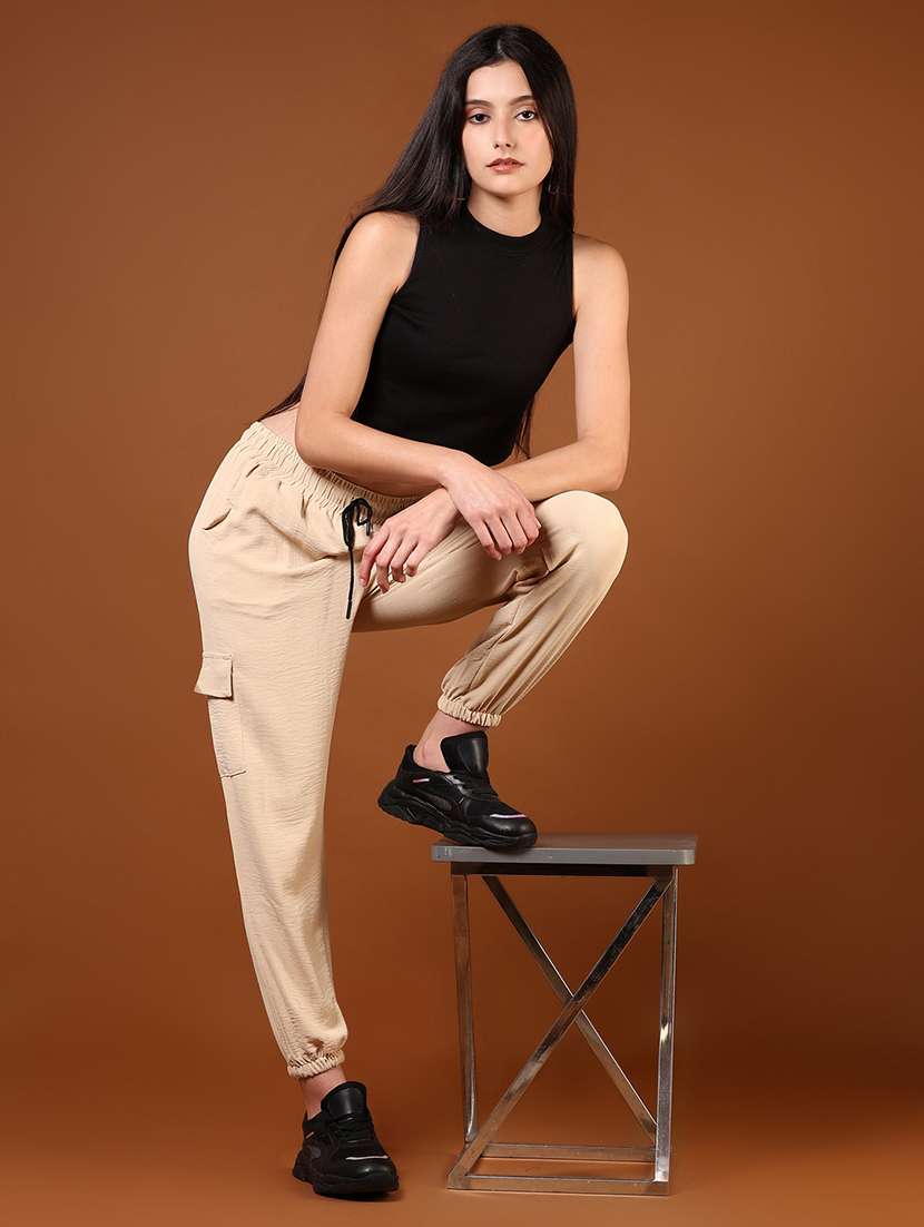 women solid mid rise regular fit jogger - 22164606 -  Standard Image - 4