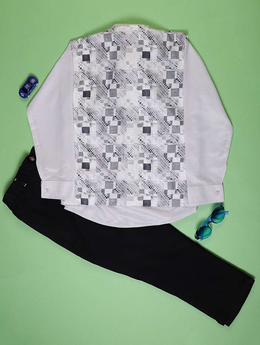 boys checkered long sleeve trouser shirt with waistcoat set - 22164631 -  Standard Image - 1