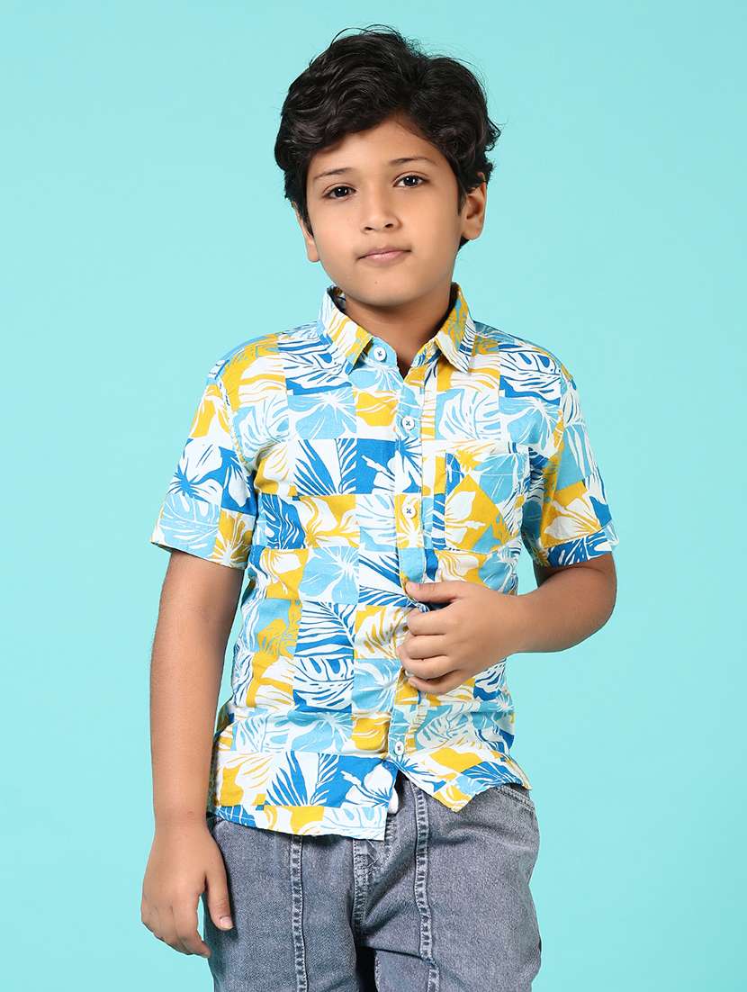 boys printed short sleeve collared shirt - 22164653 -  Standard Image - 1
