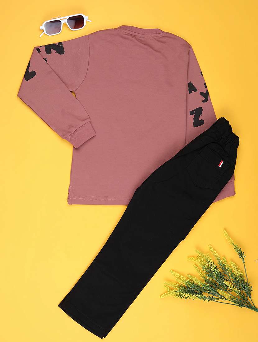 boys printed t-shirt & trouser co-ord set - 22164711 -  Standard Image - 1
