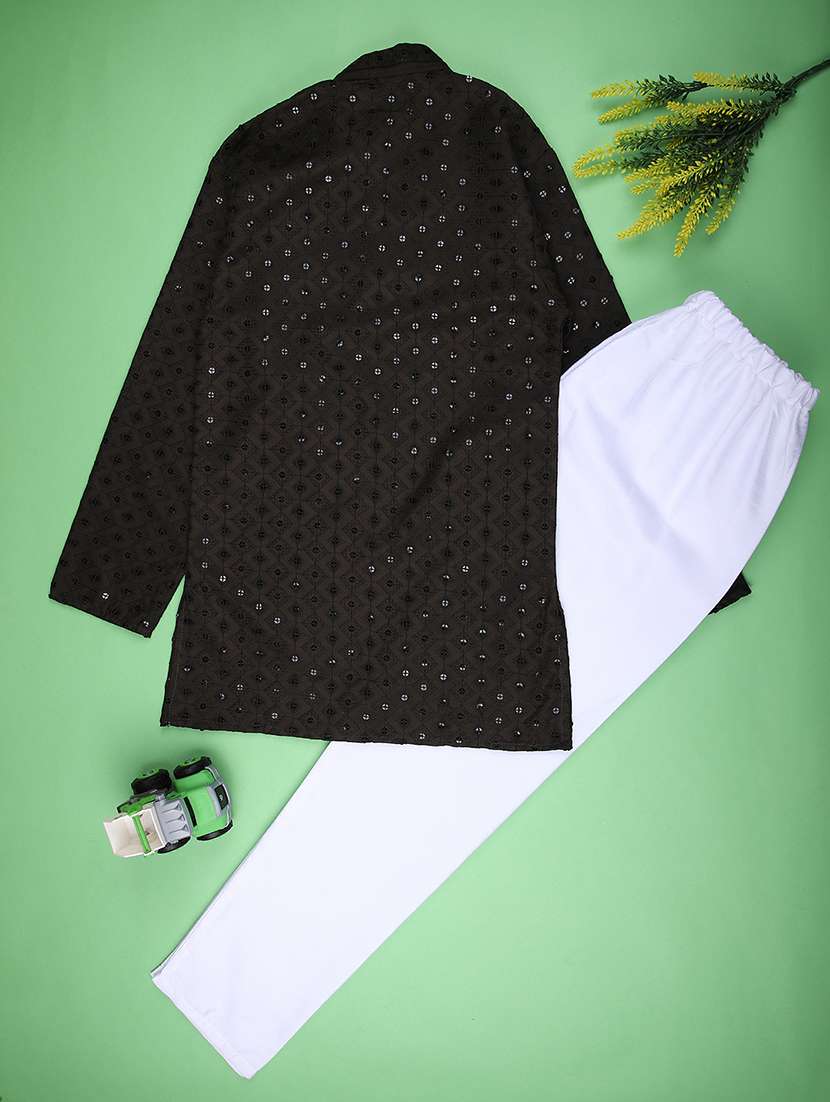 boys embroidered long sleeve kurta and pyjama set - 22164787 -  Standard Image - 1