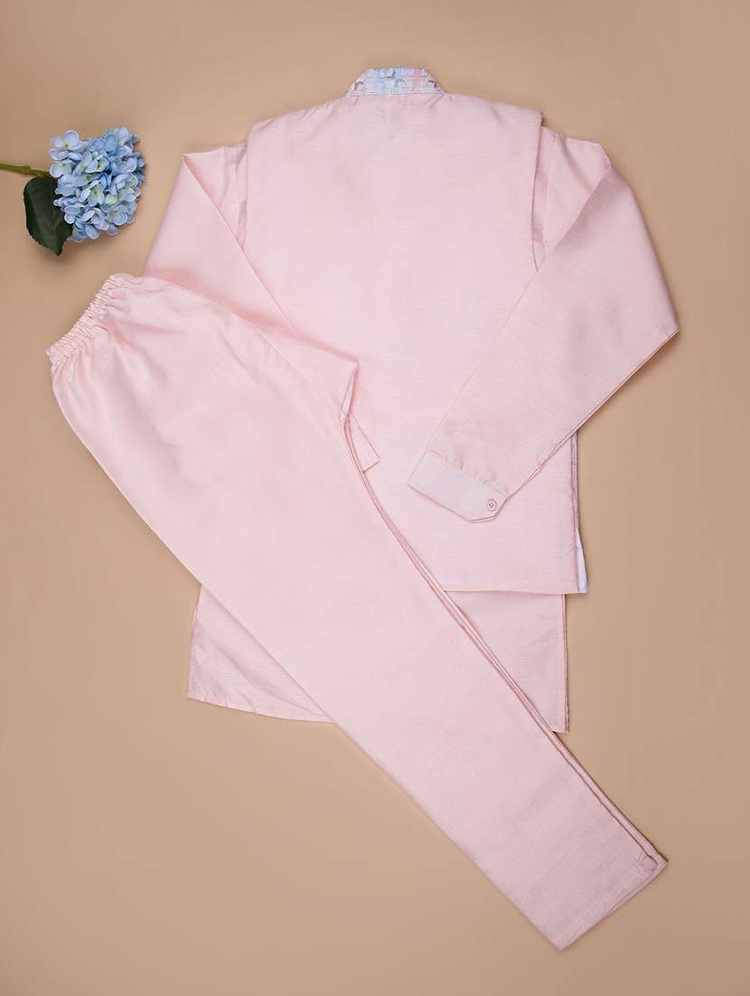 boys embroidered kurta and pyjama set with jacket - 22165070 -  Standard Image - 1