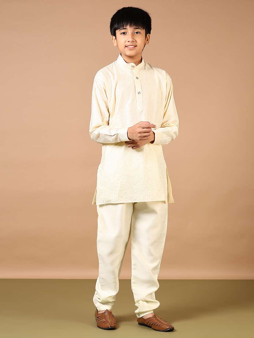 boys embroidered long sleeve kurta and pyjama set - 22165315 -  Standard Image - 1