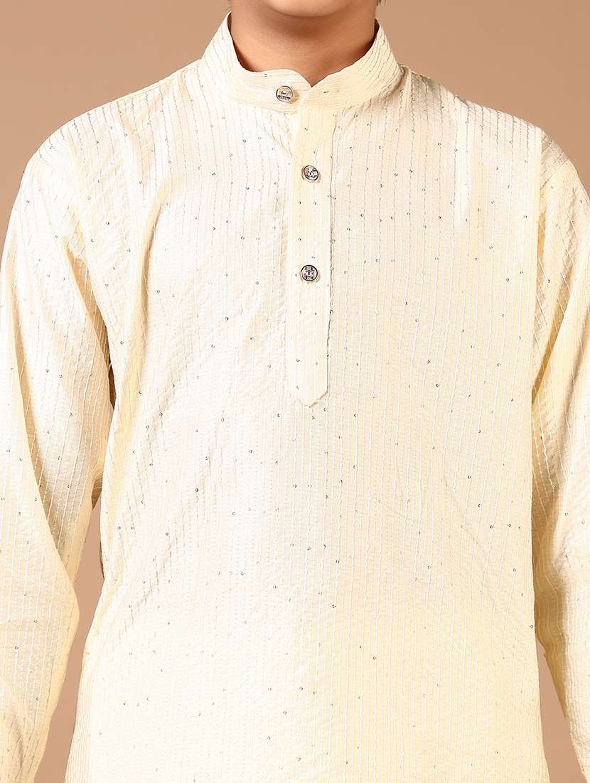 boys embroidered long sleeve kurta and pyjama set - 22165315 -  Standard Image - 4