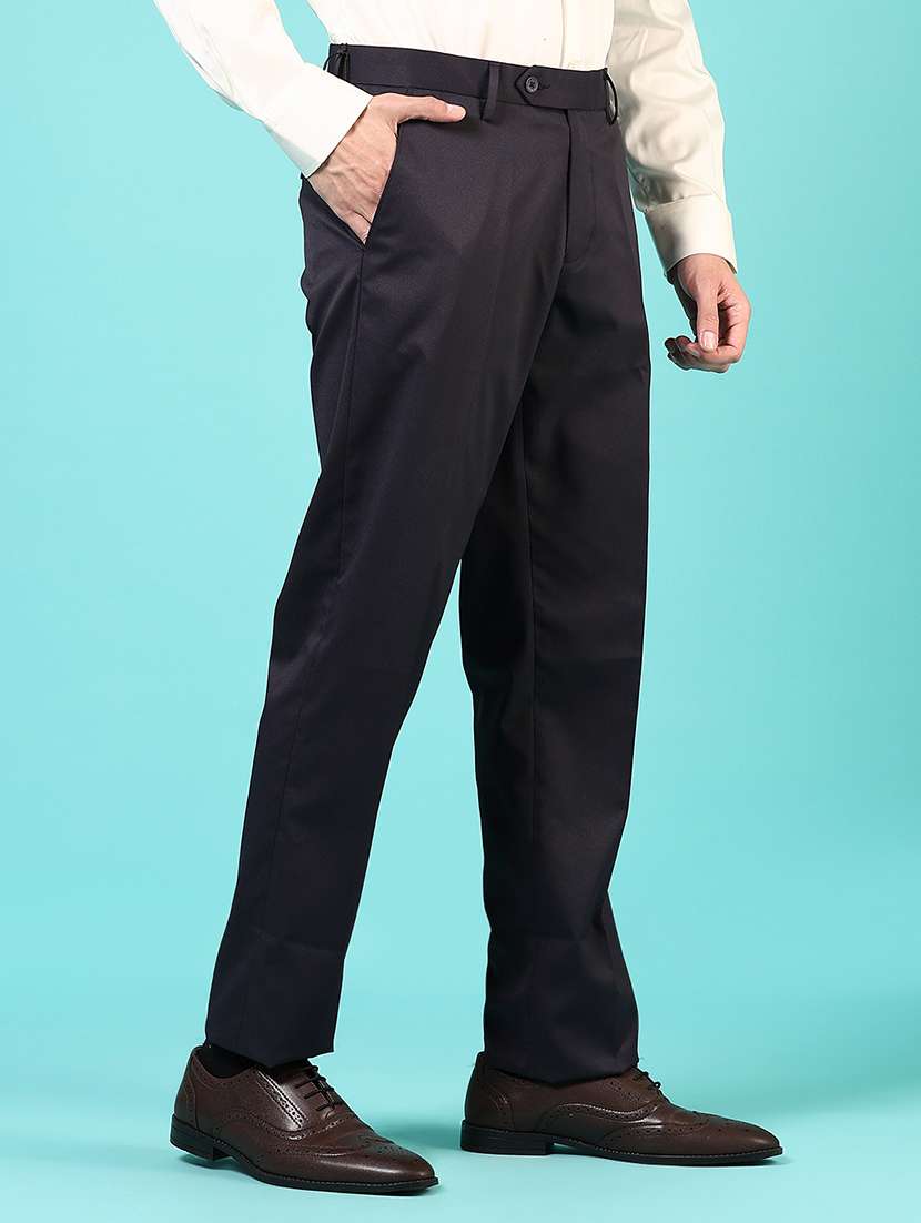 men solid mid rise flat front formal trouser - 22165353 -  Standard Image - 1