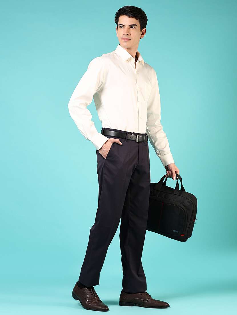 men solid mid rise flat front formal trouser - 22165353 -  Standard Image - 4