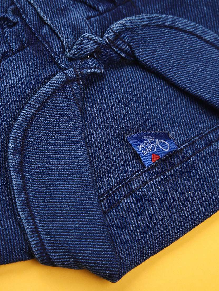 girls solid denim top & trouser co-ord set - 22165515 -  Standard Image - 4