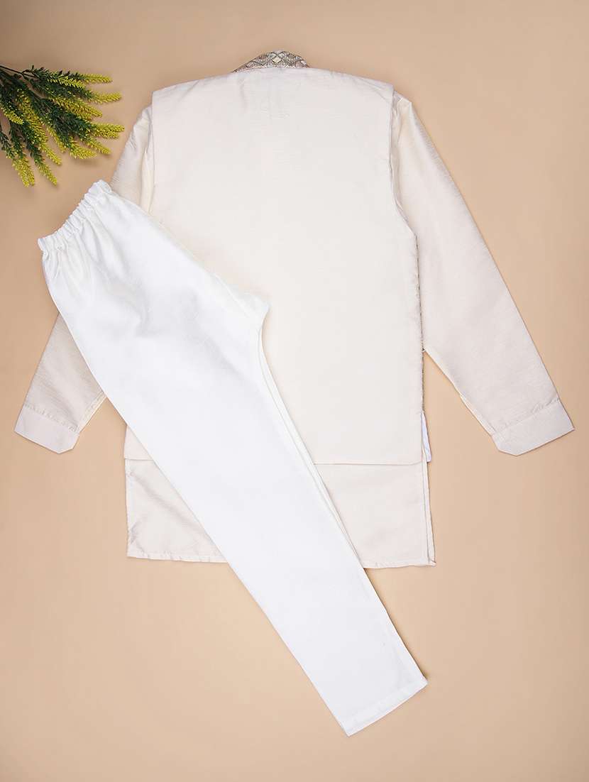 boys embroidered kurta and pyjama set with jacket - 22165577 -  Standard Image - 1