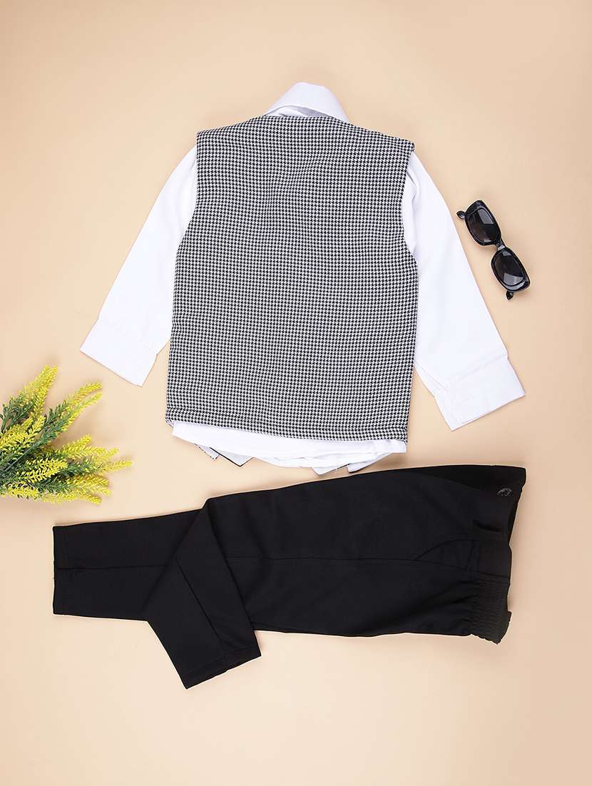 boys checkered long sleeve trouser shirt with waistcoat set - 22165687 -  Standard Image - 1