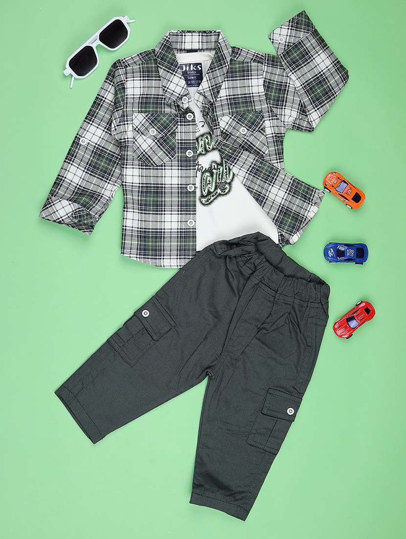 boys checkered long sleeve full length set