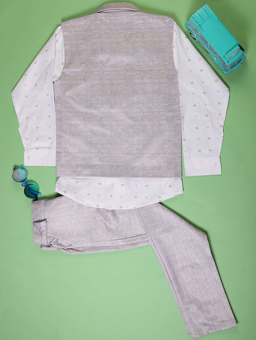 boys checkered long sleeve trouser shirt with waistcoat set - 22165808 -  Standard Image - 1