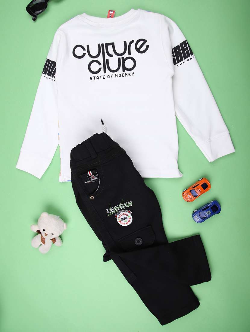 boys printed t-shirt & trouser co-ord set - 22165828 -  Standard Image - 1
