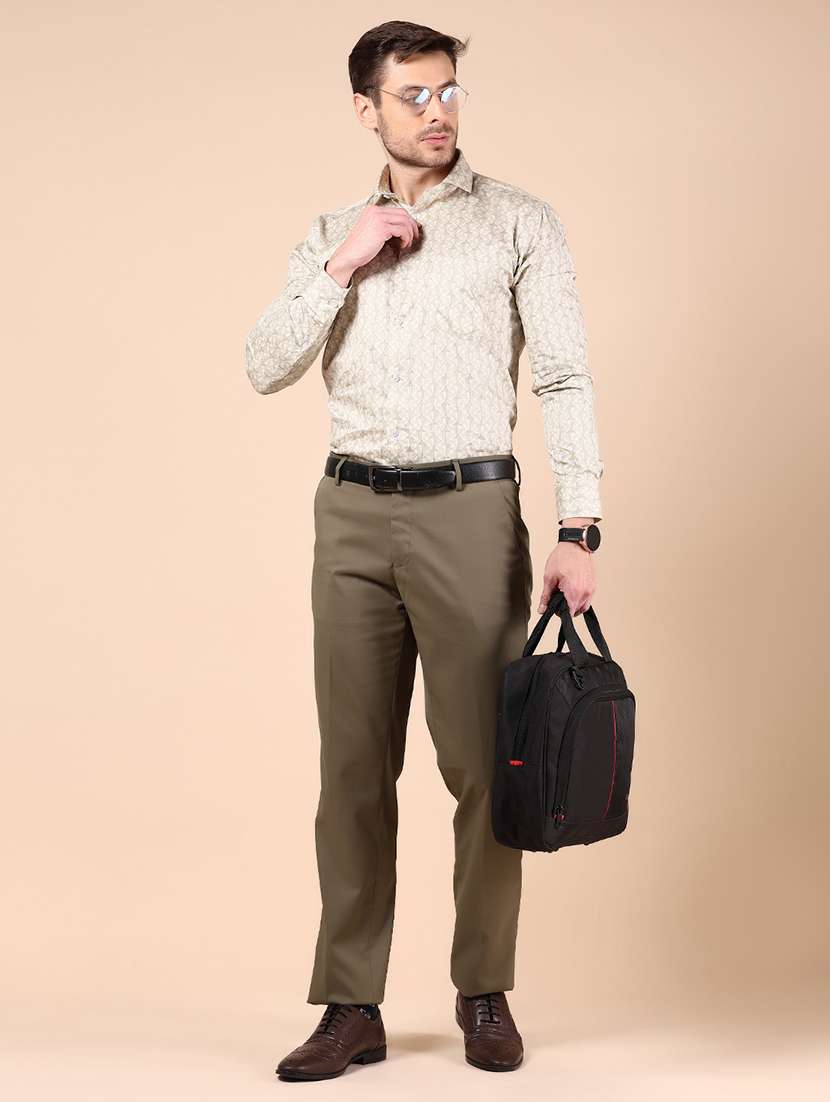 men solid mid rise flat front formal trouser - 22165860 -  Standard Image - 4