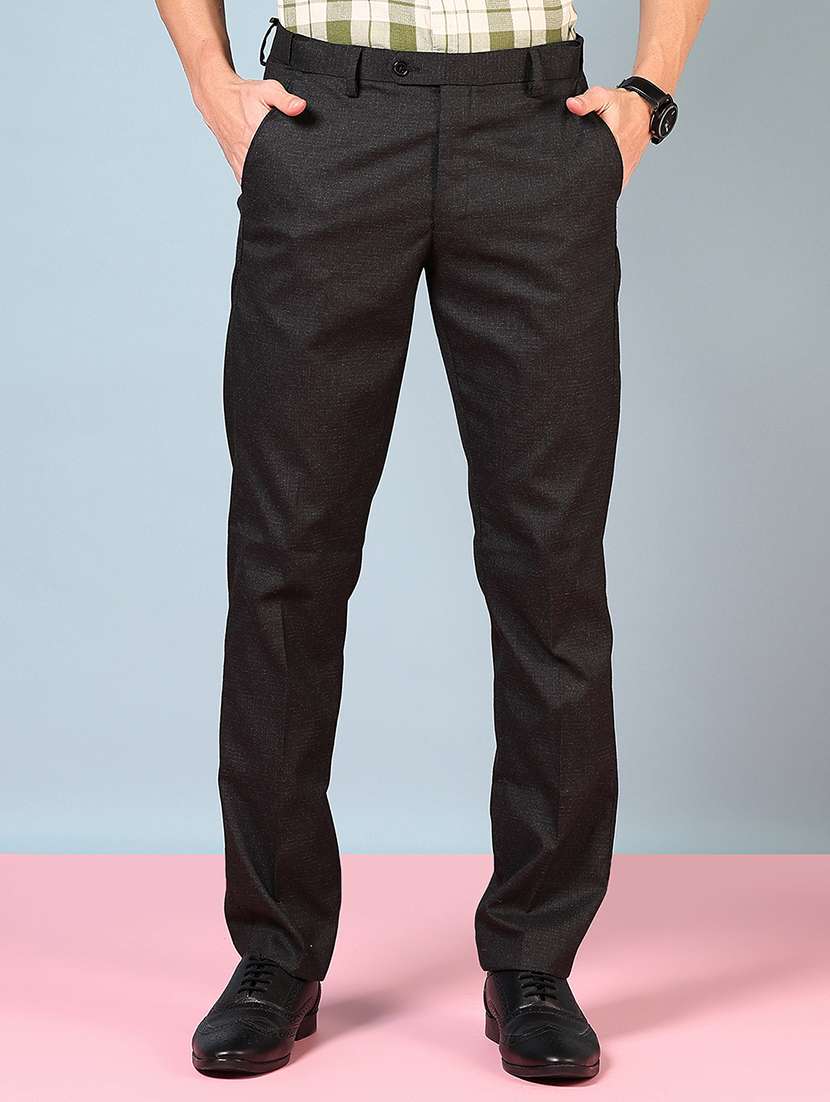 men solid mid rise flat front formal trouser