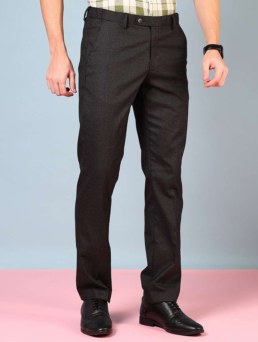 men solid mid rise flat front formal trouser - 22165861 -  Standard Image - 1
