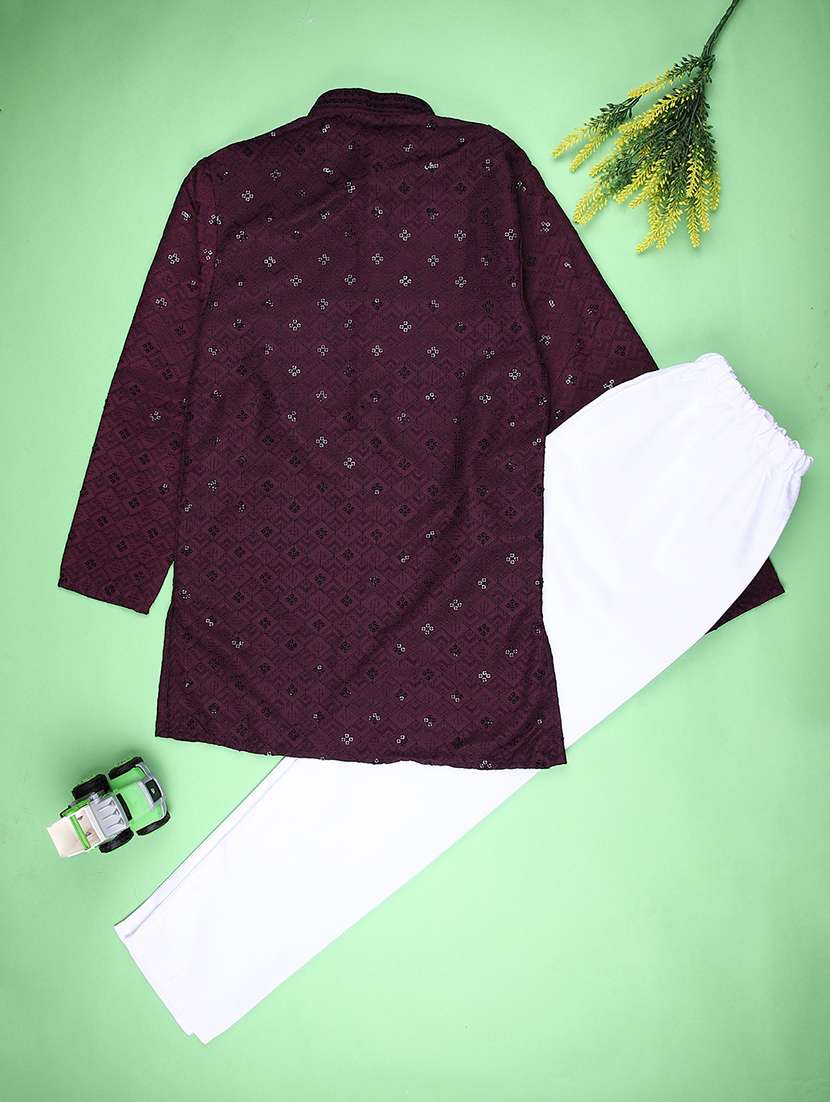 boys embroidered long sleeve kurta and pyjama set - 22165871 -  Standard Image - 1