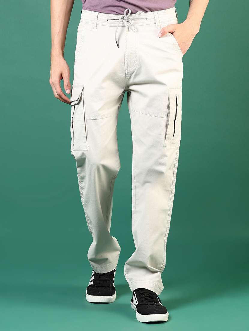 men solid mid rise cargo