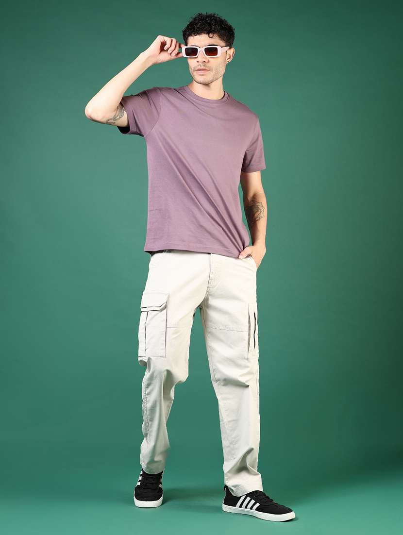 men solid mid rise cargo - 22165895 -  Standard Image - 4