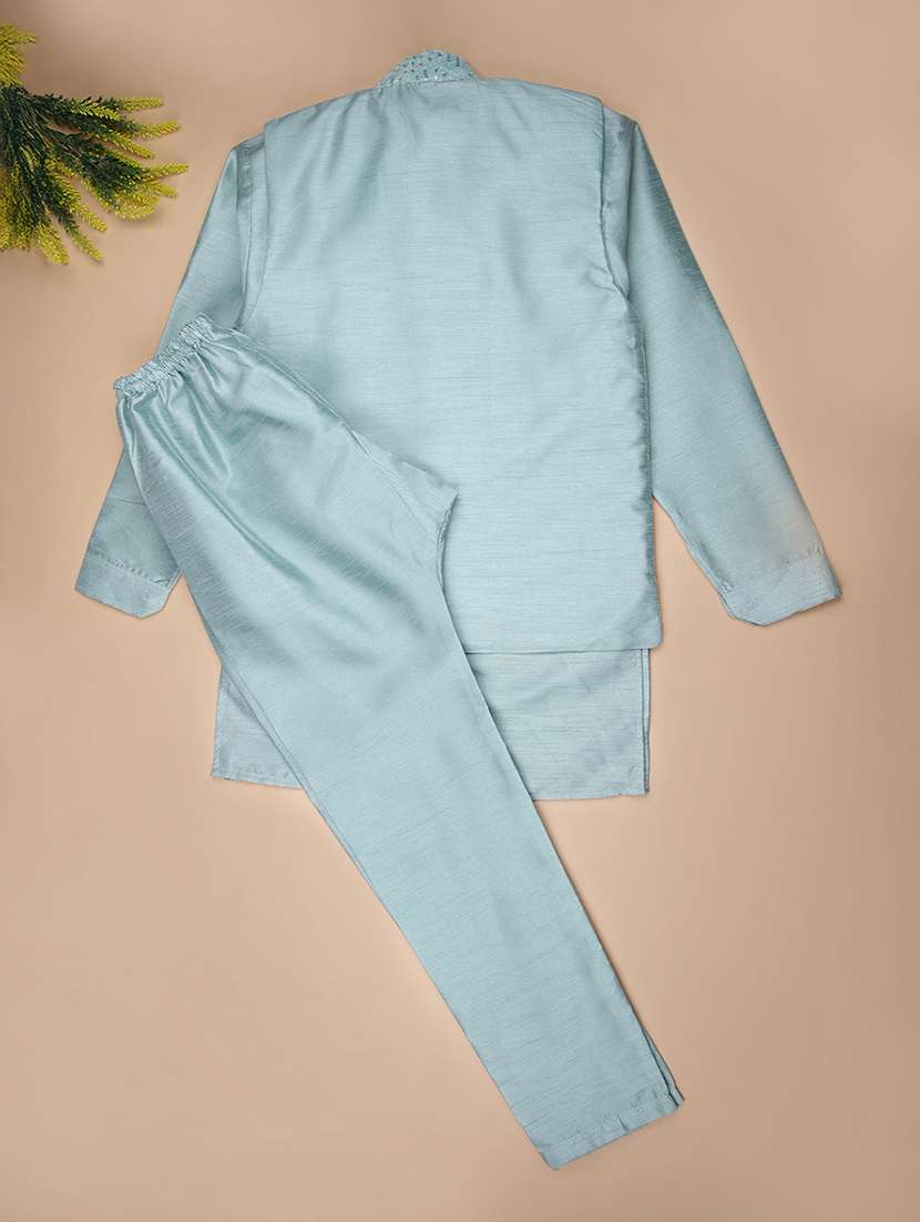 boys embroidered kurta and pyjama set with jacket - 22165927 -  Standard Image - 1