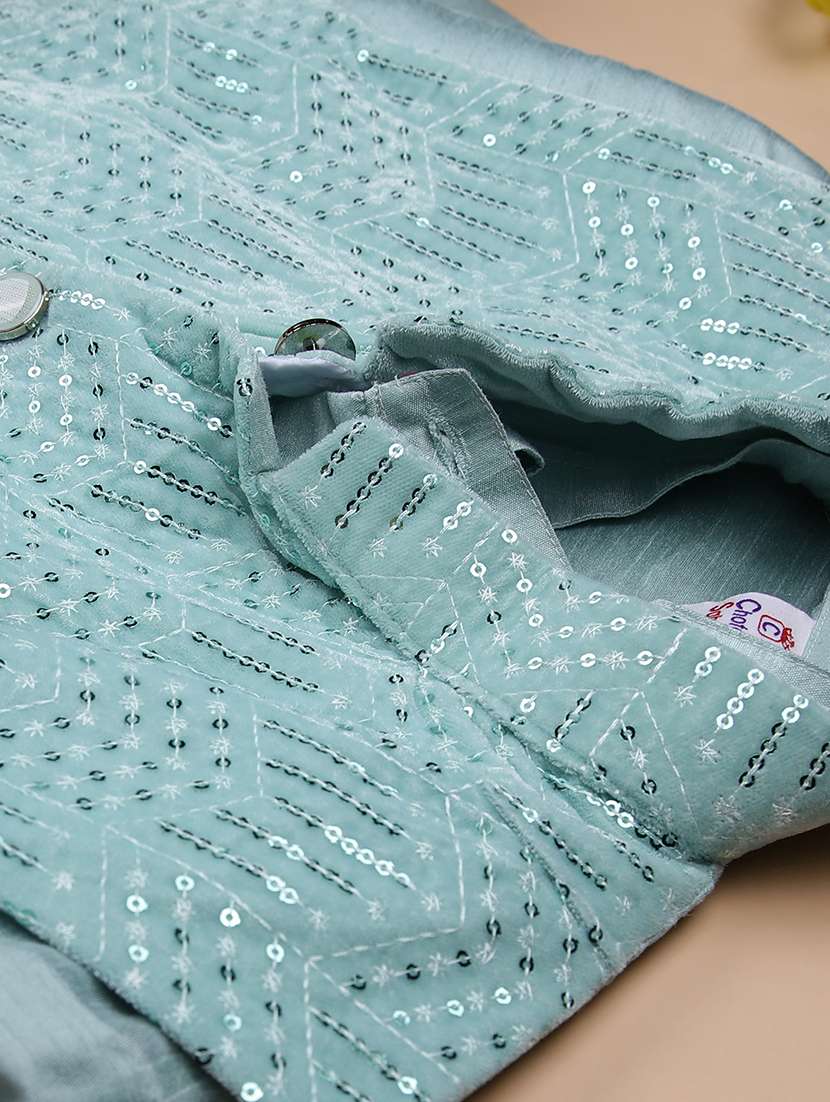 boys embroidered kurta and pyjama set with jacket - 22165927 -  Standard Image - 4