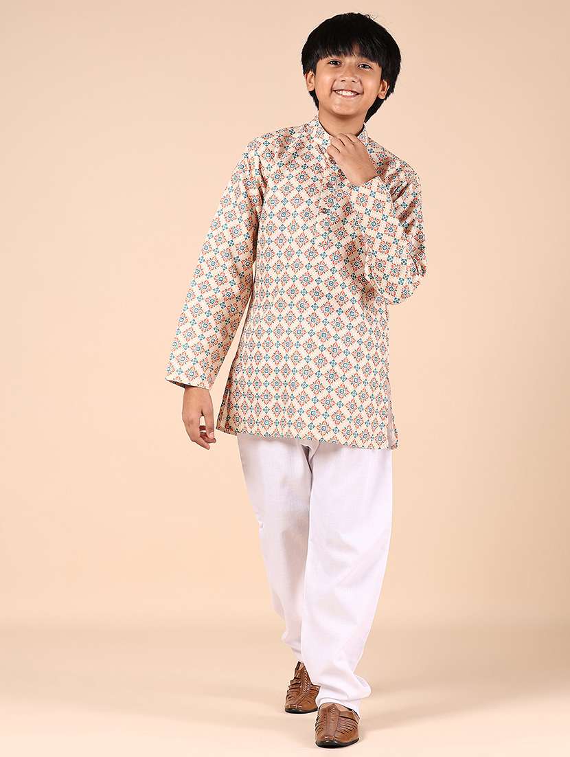 boys printed long sleeve kurta and pyjama set - 22165989 -  Standard Image - 1