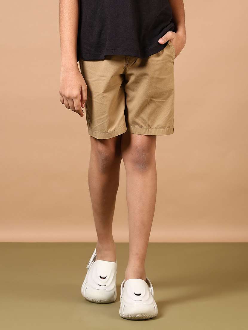boys solid mid rise shorts - 22166108 -  Standard Image - 1