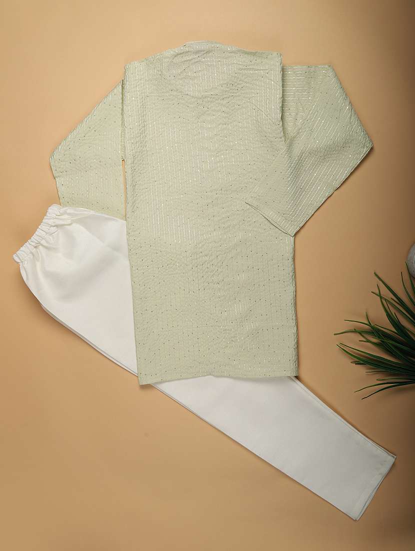 boys embroidered long sleeve kurta and pyjama set - 22166444 -  Standard Image - 1