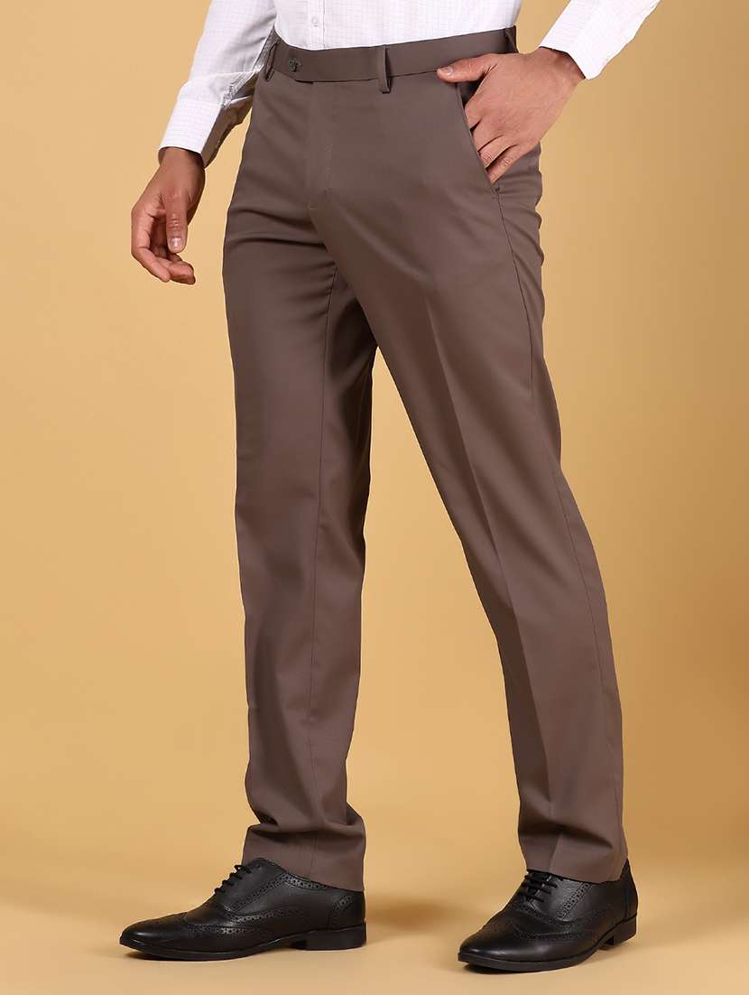 men solid mid rise flat front formal trouser - 22166481 -  Standard Image - 1