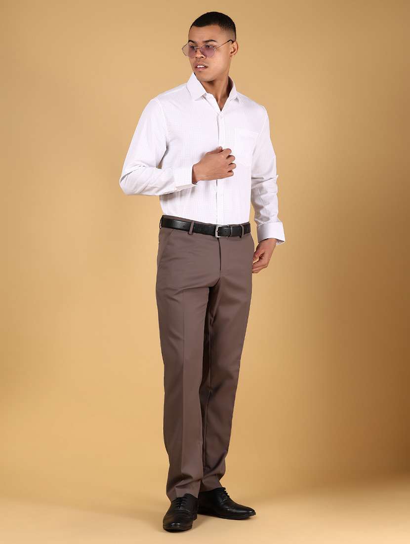 men solid mid rise flat front formal trouser - 22166481 -  Standard Image - 4