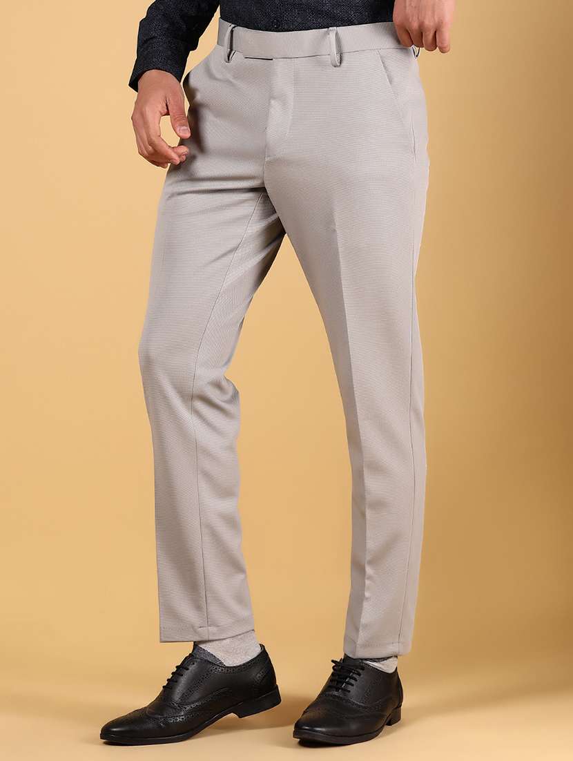 men solid mid rise flat front formal trouser - 22166483 -  Standard Image - 1