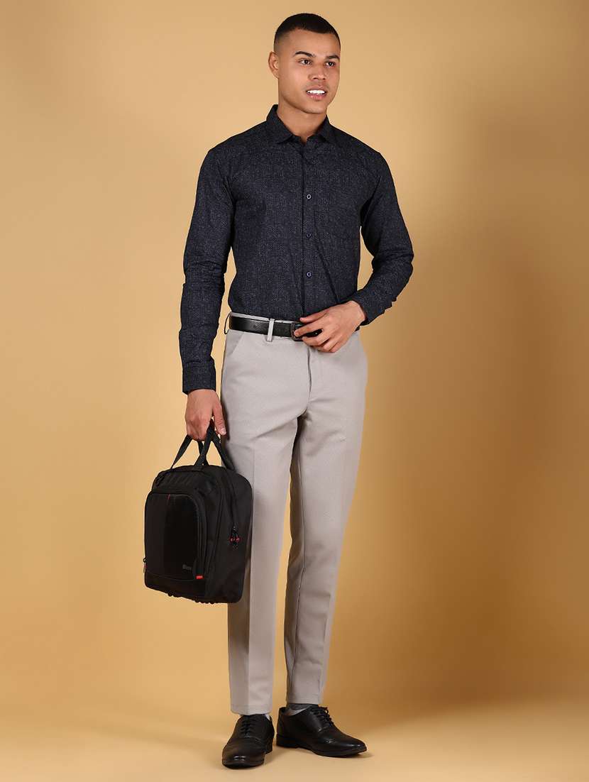 men solid mid rise flat front formal trouser - 22166483 -  Standard Image - 4