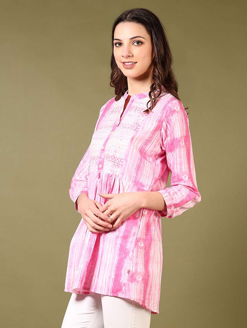 women printed three quarter sleeve a-line kurti - 22166535 -  Standard Image - 1