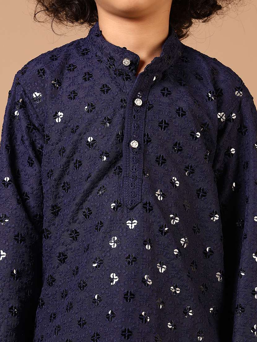 boys embroidered long sleeve kurta and pyjama set - 22166548 -  Standard Image - 4