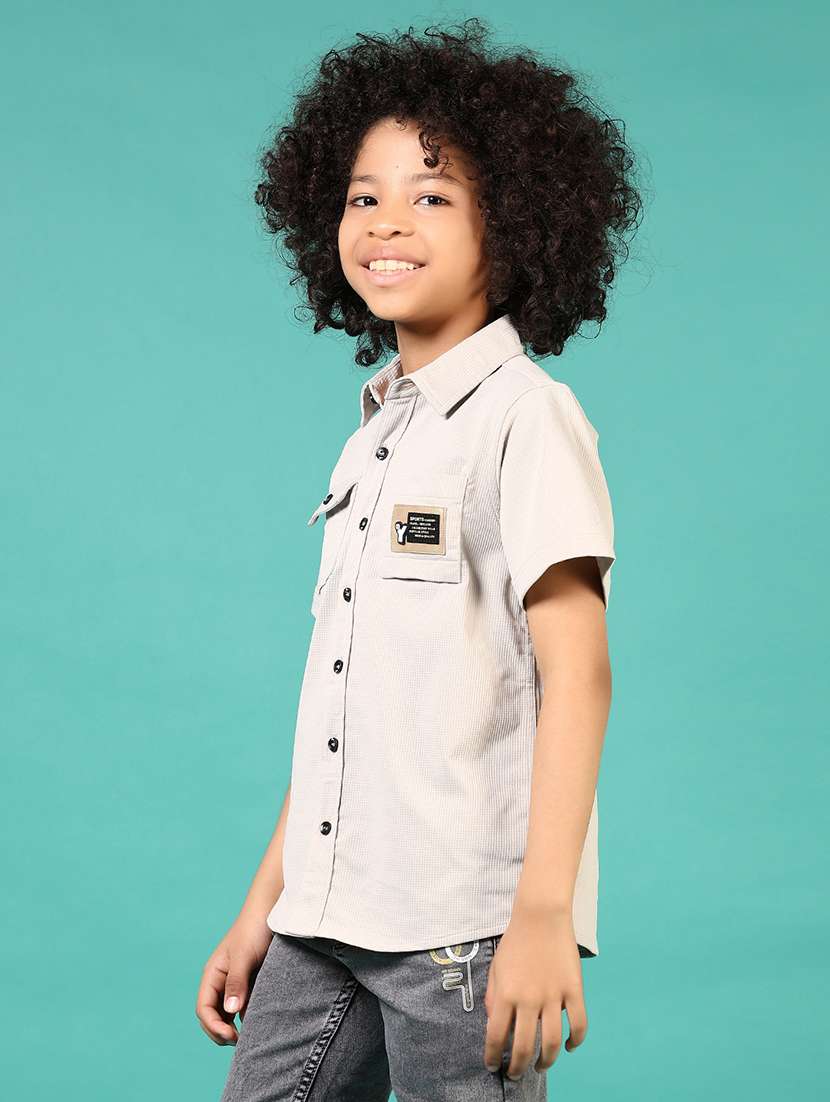 boys solid short sleeve casual shirt - 22166566 -  Standard Image - 1